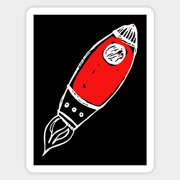 Rocket Doodle White Magnet by Mijumi Doodles